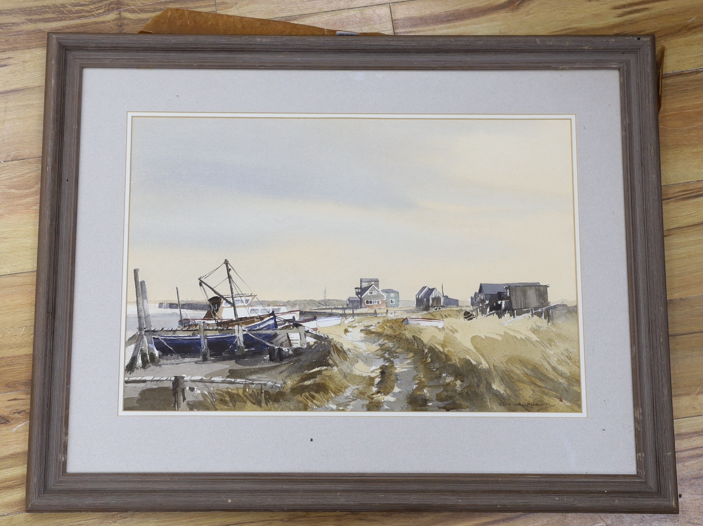 Jeff Harpham (b.1943), watercolour, Suffolk coastal landscape, signed, 40 x 61cm
